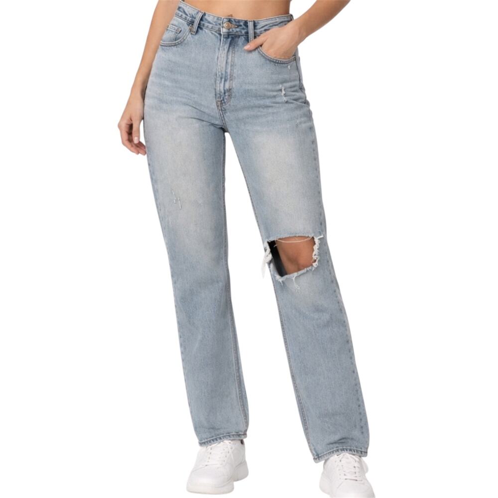 Abercrombie & Fitch The 90s Baggy Low Rise Jeans Button Light Wash Blue 31/12